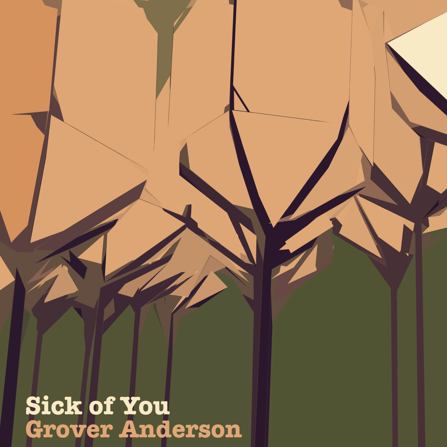 illustration of orange & purple lanterns on a green background with text "Sick of You / Grover Anderson"